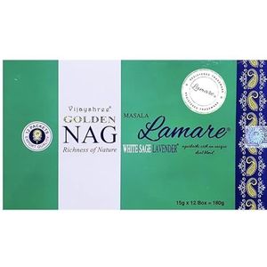Vijayshree Golden Nag Lamare - Limited Edition - Exclusieve geur Witte Salie en Lavendel - 12 dozen van 15g = 180g