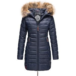MARIKOO B647 Winterjas voor dames, gewatteerde winterjas, Donkerblauw, XXL