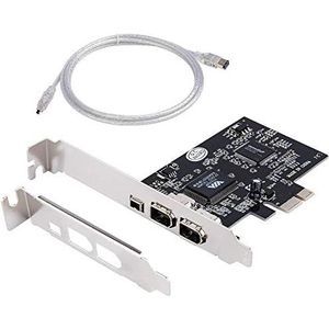 QNINE Firewire kaart, PCIe Firewire adapter voor Windows 10, 3 poorten IEEE 1394 PCI Express Controller Card voor desktop PC Windows 7 (niet compatibel met HP en Dell)