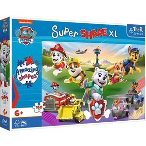 Trefl Junior - PAW Patrol, Springende Honden - Puzzle 160 XL Super Shape - Gekke Vorm Puzzels, Grote Stukjes, Kleurrijke Puzzels met Sprookjesfiguren Paw Patrol, Leuk voor Kinderen Vanaf 6 jaar