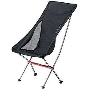 Campingstoel Klapstoel Outdoor Draagbare Ultralichte Aluminium Strandstoel Comfortabele Hoge Rugleuning Klapstoel Vouwstoel (Color : Black)