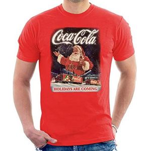 Coca Cola Santa Holidays komen Kerstmis T-shirt voor heren, Rood, L
