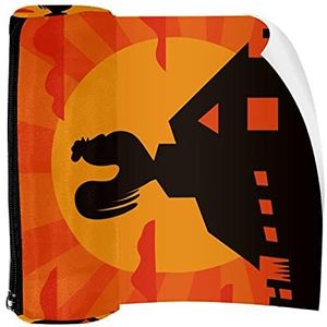 Potlood Case Haan Op Boerderij Silhouette Pouch Bag Pen Rits Tas voor Kantoorartikelen Reizen School Student Supplies