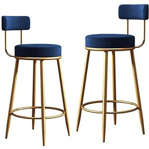 Luxe barkrukken fluwelen barkrukken set van 2 hoge barstoelen gestoffeerde metalen barkrukken met metalen poten - grijs, roze, groen, blauw, zwart Tall Stoos-26 inch