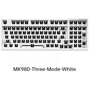 QPSJXN Bluetooth Keyboard 98 Wireless Personalisatie Satellite Swap met drie modi MK980 (drie-modus wit)