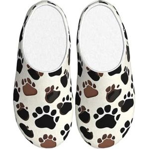 EdWal Hondenpoot prints print winter warme pantoffels indoor anti-slip pluche pantoffels ontspannen thuis voor vrouwen mannen, Zwart, 37.5 EU