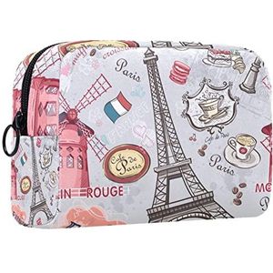 Cosmetische tas voor dames,kleine make-uptas voor portemonnee,Eiffeltoren in Parijs, Frankrijk,Cosmetische reistas,make-uptasje
