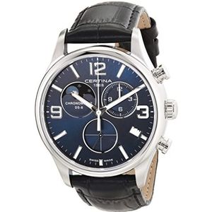 Certina, Mens, DS 8 Chronograaf Maanfase, Roestvrij staal, Zwitsers Quartz Horloge,, C0334601604700, Zwart, Chronograaf, Quartz Horloge