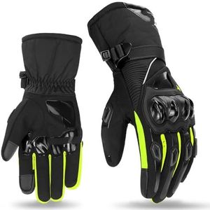 QIUSHIBO Motorhandschoenen Winter Motorhandschoenen Waterdichte Moto Warm Mannen Volledige Vinger Moto Handschoenen Touchscreen Guantes Motorrijhandschoenen Motorhandschoenen (WN-01 Groene