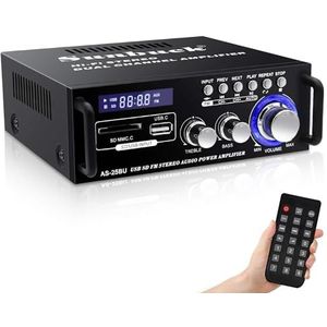 Sunbuck 180 W draadloze Bluetooth hifi-stereo-overversterker, tweekanaals geluidspower-audio-ontvanger met USB, SD-kaart, FM-radio voor thuisbioscoop-entertainment-luidsprekers met afstandsbediening