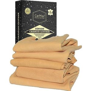 CarMax Essentials Premium natuurlijk zeemleer - Fanatic's Five Pack - Perfect voor autodetails, glas, spiegels en voor ramen en glas in huis