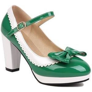 BGFCDFGV Sweet Bow Color-Blocked Damesschoenen, Groen, 48 EU