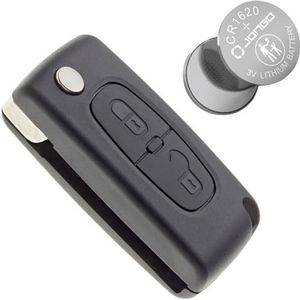 Jongo - Behuizing zonder lemmet Compatibel met Citroën C2, C3, Berlingo II (B9) | CE0536 | met 1x Batterij CR1620 | Behuizing Plip Auto Utility Afstandsbediening 2 Knoppen
