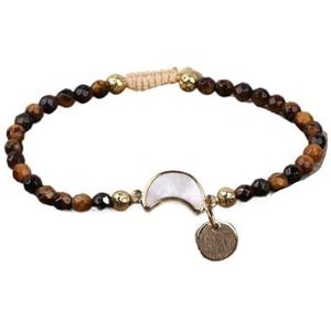 Handgemaakte zwarte labradoriet stenen kralen armband for vrouwen - natuursteen waterdruppel kralen, knoop gevlochten, Boho sieraden (Color : Tiger Eye Stone)