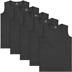 BRUBAKER 5-Pack Heren Hemdje met Ronde Hals - Spier Shirt - Hoge Kwaliteit Katoen (Glad) - Extra Lang - Antraciet - XXL