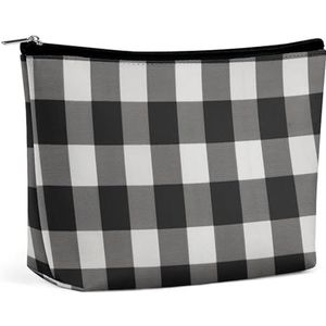 NKJJSTES Grote Capaciteit Kosmetische Zak Waterdichte Cosmetische Organizer Hars Eekhoorn Cosmetische Accessoires Organizer voor Vrouwen/meisje, Zwart en Wit Plaid, Eén maat