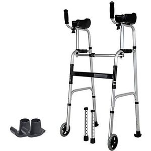 Extra brede rechtopstaande rollator voor lange senioren, volwassenen, vrouwen, mannen en gehandicapten, lichtgewicht loophulp voor ouderen met armleuning, belasting 400 lbs (maat: Walker + 4 wielen +