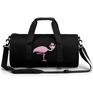 Leuke Zonnebril Flamingo Reizen Plunjezak Sport Gym Handtas Cilindrische Waterdichte Carryon Gymbag Met Schoenen Compartiment