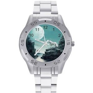 Witte Wolf Moon Mannen Zakelijke Horloges Legering Analoge Quartz Horloge Mode Horloges