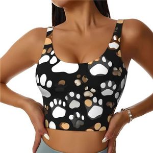 GFXEDSAH Yoga-beha's met hondenpootprint, trainingstop met ingebouwde beha, stijlvol racerback ontwerp met gewatteerd comfort, Zwart, S