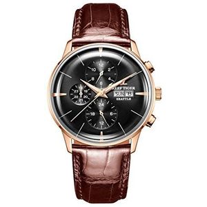 REEF TIGER Mannen Horloge Analoge Automatische Rose Gouden Kast Met Lederen Band RGA1699, Rga1699-pbs, Armband