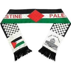 Sjaal met vlag van Palestina, dubbelzijdig, Palestina, Jeruzalem, Arabisch, satijn, voor mannen, vrouwen, bruiloft, feestdagen, cadeaus, Zoals getoond, 53.15inch/135cm