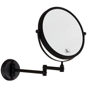 AOUHRHQPM Make-upspiegel make-upspiegel make-upspiegel verchroomd staal dubbelzijdige uitschuifbare wandspiegel | draaibare spiegel voor badkamer | Zwart 3x vergroting cosmetische spiegel/3x