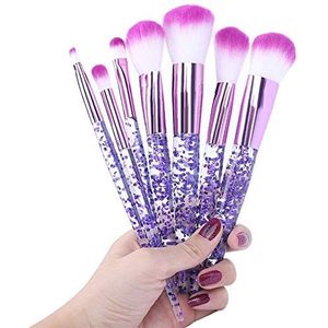 Eljjhah 7/10 stks Make-up Borstels Tool Blending Beauty Cosmetics Kit Set van Borstel Gezicht Oogschaduw Lip Artist Zeemeermin Markeerstift Foundation (Handvat Kleur: Geel)