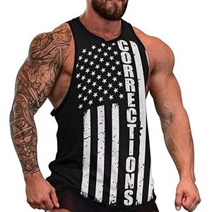 Dunne Zilveren Lijn Vlag Correcties Officier Supporter Mannen Tank Top Grafische Mouwloze Bodybuilding Tees Casual Strand T-Shirt Grappige Gym Spier