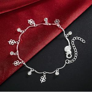 925 sterling zilver klavertje vier zirkoon Schakelarmbanden voor vrouwen Fashion Party Bruiloft accessoires sieraden kerstcadeaus-zilver