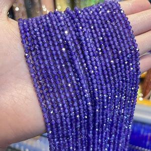 2 mm natuursteen amethist tijgeroog lapis lazuli kralen ingelegd met heldere parel sieraden maken DIY ketting armband sieraden-paarse zirkoon-2 mm