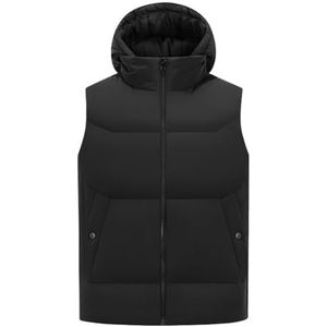 HGKPFGTG Eendendons Vest Voor Dames Afneembare Capuchon Slim Fit Winterjassen Met Gewatteerd Dons Mouwloos Plus Size,zwart,3XL