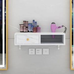 Stylingstation voor aan de muur, opslag van apparatuur voor schoonheidssalons, kappersstation voor aan de muur met houders en lades voor föhns, voor kapperszaak, huis en badkamer(B,70cm)