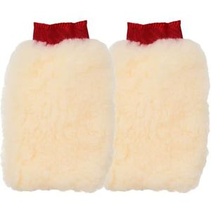 Tek Automotive Twin Pack Super Zachte Synthetische Lamswol Washandschoen met Rode Manchetten - Hoge Suds Reinigingshandschoen voor Autowassen - Houdt zeep, tilt vuil en vuil op - Herbruikbare