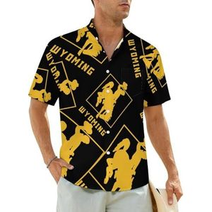 Wyoming vlag herenoverhemden korte mouwen strandshirt Hawaiiaans shirt casual zomer T-shirt XL