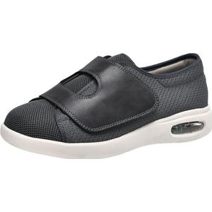 Diabetische Schoenen, Extra Breed Op Luchtkussens Artritis Orthopedische Oedeem Gezwollen Ouderen Schoenen Open Pasteuriseren Casual Schoenen(Gray-A,46 EU)