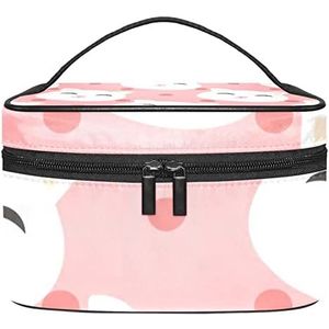 Make-up Organizer Bag, Travel Makeup Bag Organizer Case Draagbare Cosmetische Tas voor Vrouwen en Meisjes Toiletartikelen Katten Roze, Meerkleurig, 22.5x15x13.8cm/8.9x5.9x5.4in