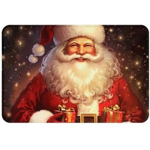 GeRRiT Merry Christmas Kerstman bedrukt entreetapijt wasbare antislip vloermatten binnen en buiten tapijt