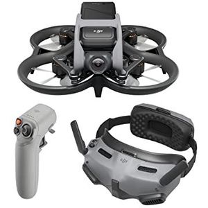 DJI Avata Explorer Combo Drone met eerstepersoonsweergave en camera UAV Quadcopter met 4K-video superbreed 155° beeldveld noodrem en stilhangen inclusief nieuwe RC Motion 2 en Goggles Integra Zwart