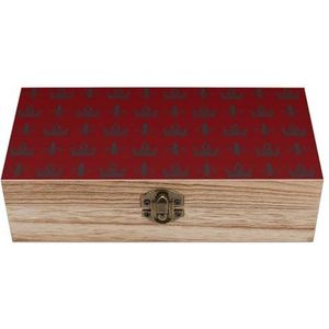 Rode kronen en Fleur De Lis houten kist met deksel opbergdozen organiseren juwelendoos decoratieve dozen voor vrouwen mannen