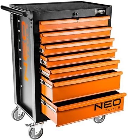 Neo Tools Greeedschapkar 7 Lades Centraal Slot Gelagerde Lades Verstevigde Wielen Max 260kg 741x471x895mm