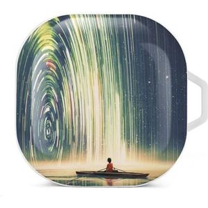 Roeiboot Sterrennacht Oordopjes Hoesje Compatibel met Samsung Hard Shell Beschermhoes Wit-Stijl