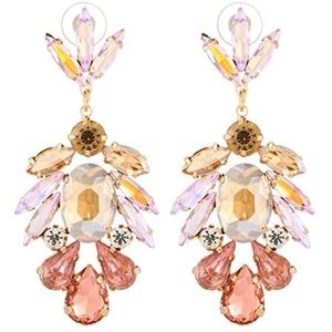 Roze Crystal Luxe Drop Oorbellen Vrouwen Mode Sieraden Handmake Lange Trending Boho Accessoires Pendientes mujer