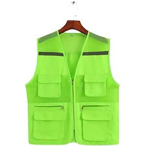 Kamizelki bezpieczeństwa, Veiligheidsvest Hi-Vis Mesh Reflecterende Zakken Ritssluiting Buitenwerk Multicolor Meerdere Maten(Grün,Large)