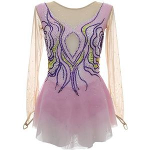 Glanzende Wedstrijd Kunstschaatsjurk for Meisjes, Handgemaakte Lange Mouwen Ijsschaatsjurken for Dames, Aanpasbaar(4XL)