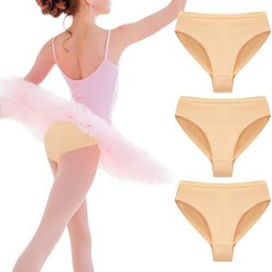 Charmi Set van 3 naadloze dansbroekjes voor meisjes, Beige, 7-8 Jaren