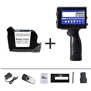 Draagbare inkjetprinter, 12.7mm Label Printer QR Bar Batch Code Datum Nummer Logo Vervaldatum Handheld Inkjet Printer 24 Talen Draagbare(With 1 cartridge)