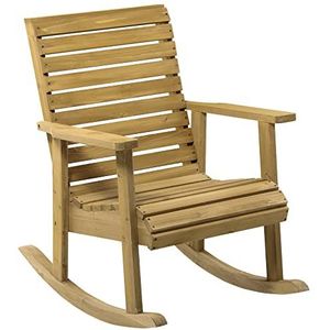 Outsunny schommelstoel, schommelstoel met armleuning, tuinstoel, relaxstoel voor balkon, terras, draagvermogen tot 130 kg, dennenhout, lichtbruin, 64 x 86 x 85 cm