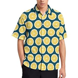 Citroenpatronen Hawaiiaans shirt voor heren, zomer, strand, casual, korte mouwen, button-down shirts met zak