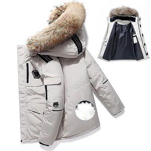 Donsjack For Heren Winterjassen For Heren Stijlvolle Dikke Warme Parka's Met Ganzenveren Bovenkleding, Jas, Jas Warme wollen jas voor heren (Color : Blanc, Size : XXL)